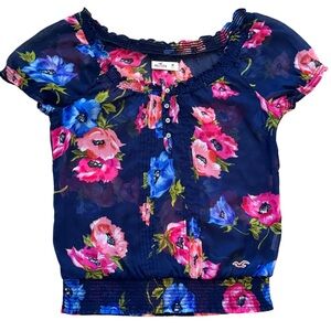 2009 Vintage Hollister Floral Navy Top - Like New! Juniors size Medium.